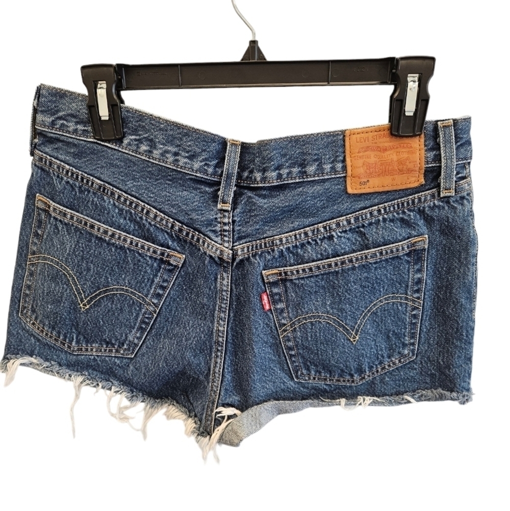 Levis 501 Womens Button Fly Cutoff High Rise Denim Shorts